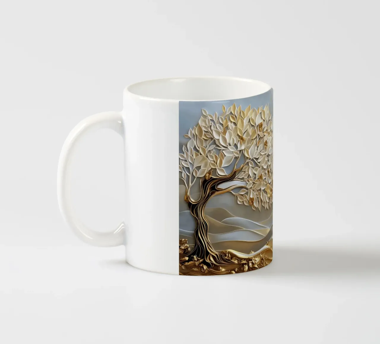 Albero astratto con accenti dorati tazza in ceramica da Imagine