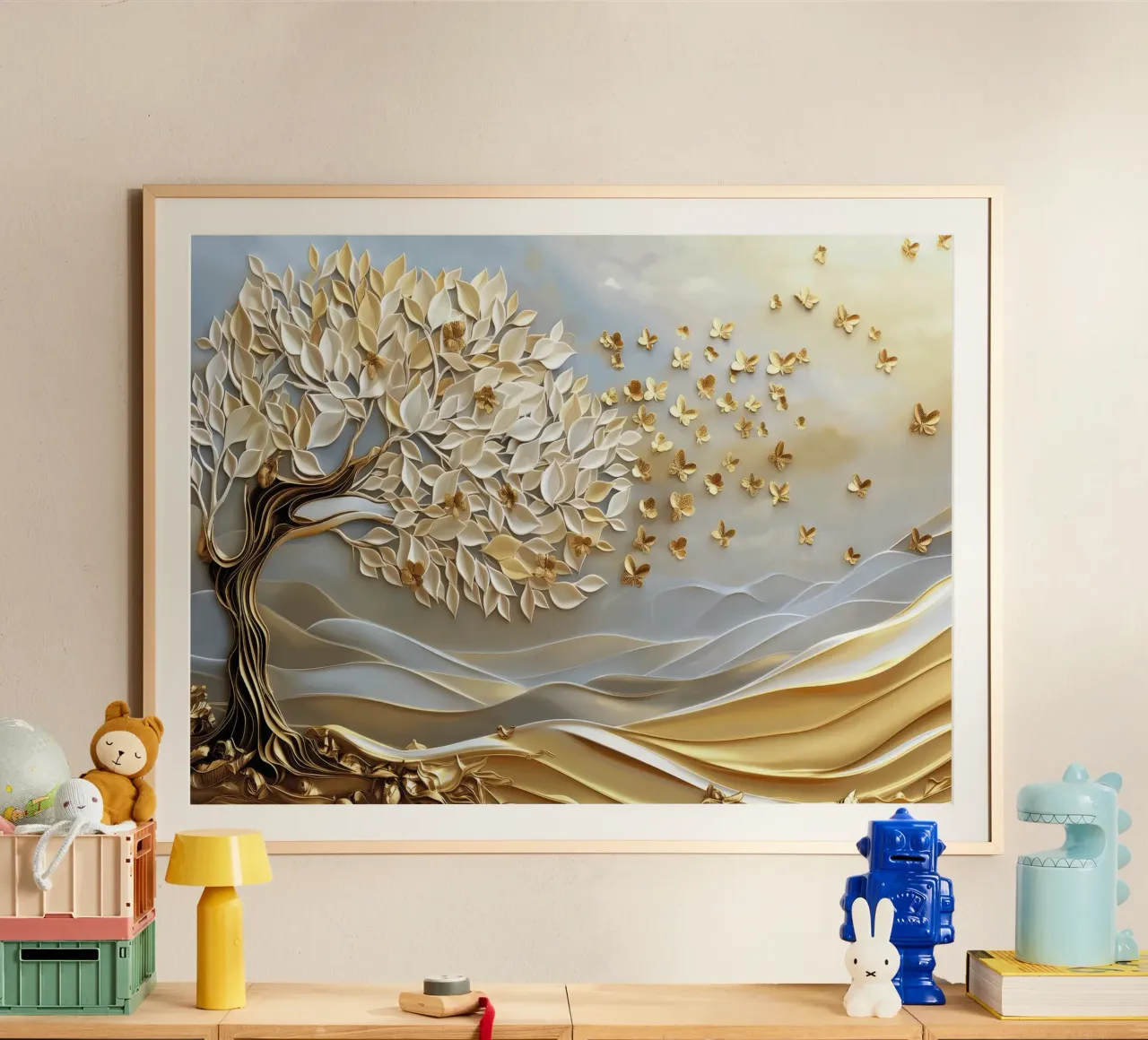 Albero astratto con accenti dorati carta hahnemühle da Imagine