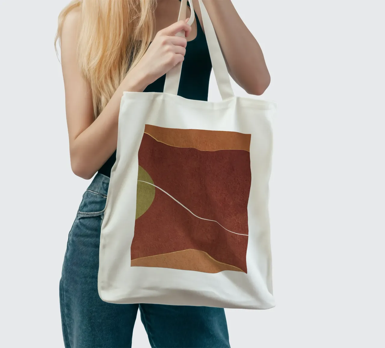 abstract boho terracotta borsa in juta da vintageshop