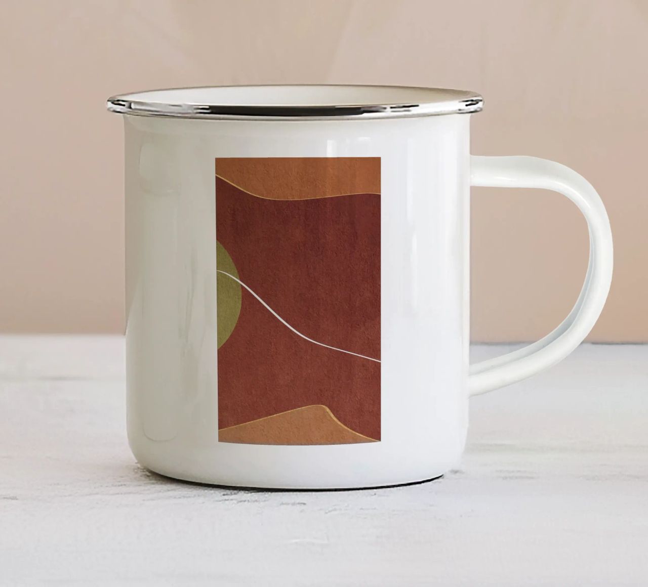 abstract boho terracotta tazza in smalto da vintageshop
