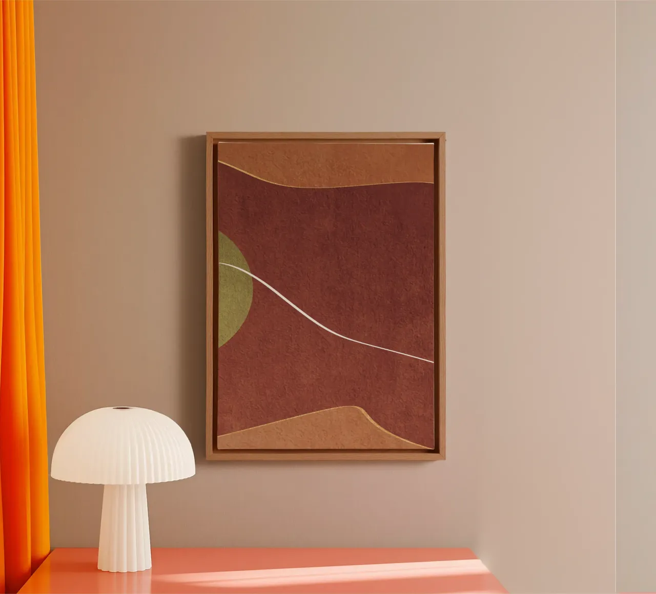 abstract boho terracotta tela con Cornice a cassetta da vintageshop