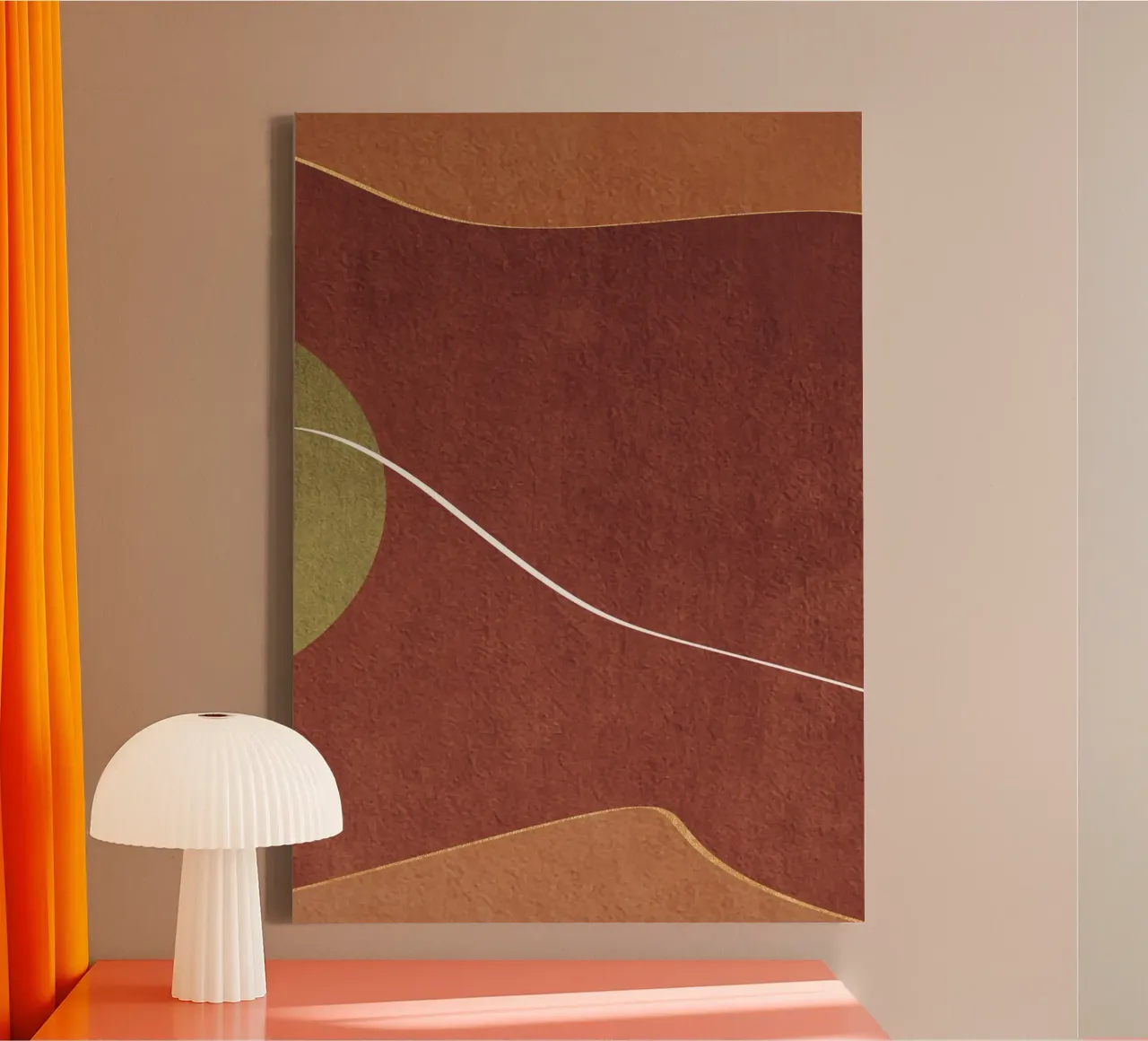 abstract boho terracotta tela con Cornice a cassetta da vintageshop