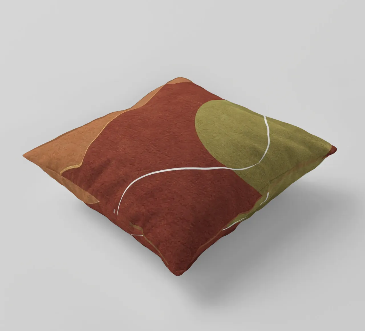 abstract boho terracotta green circle cuscino da vintageshop