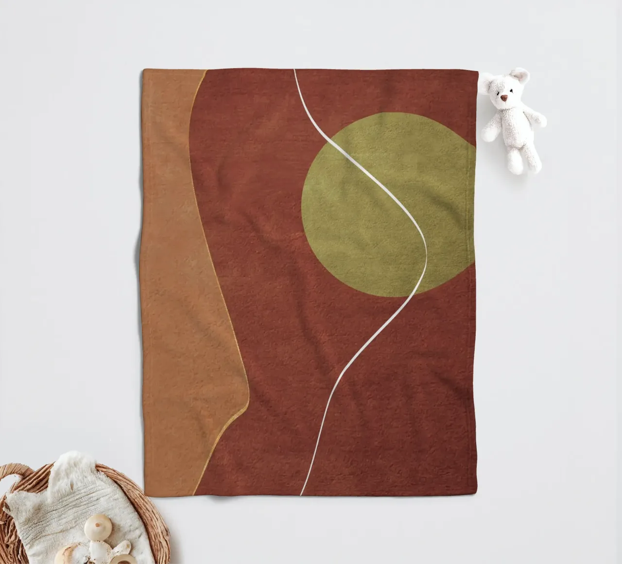 abstract boho terracotta green circle coperta in pile da vintageshop