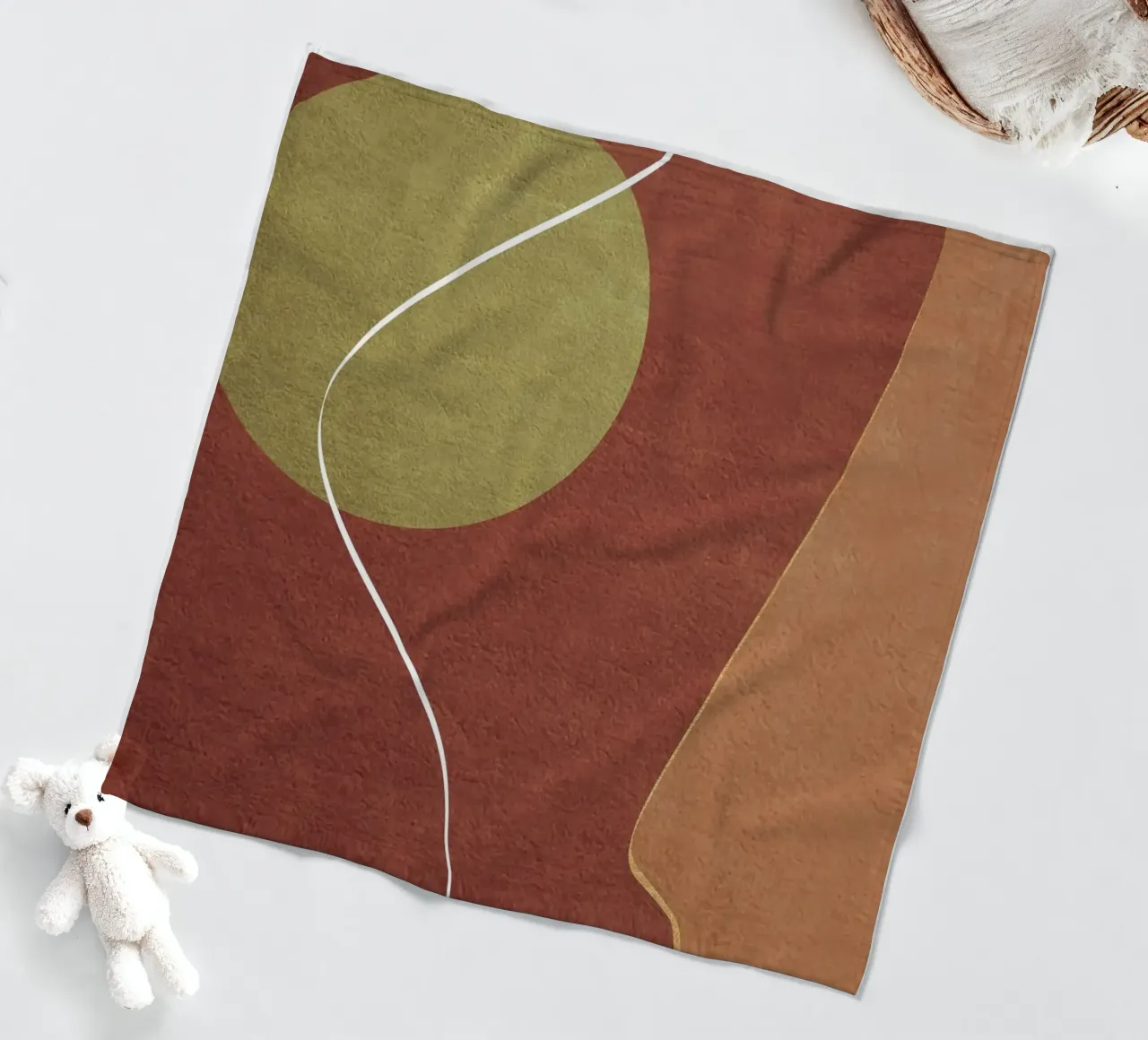 abstract boho terracotta green circle coperta in pile da vintageshop