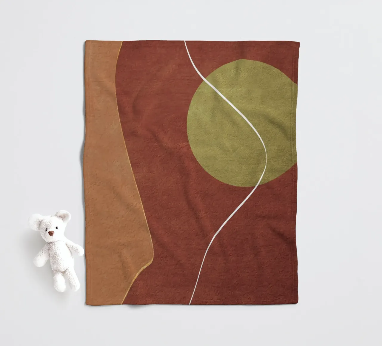 abstract boho terracotta green circle coperta in pile da vintageshop