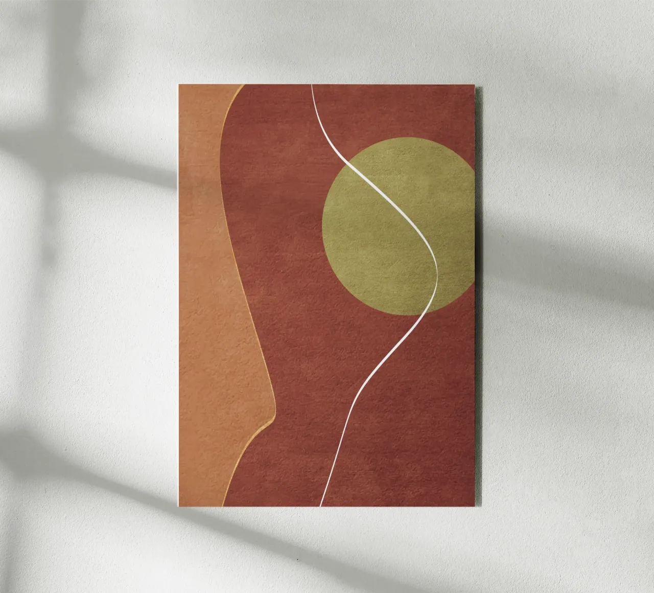 abstract boho terracotta green circle alluminio dibond da vintageshop