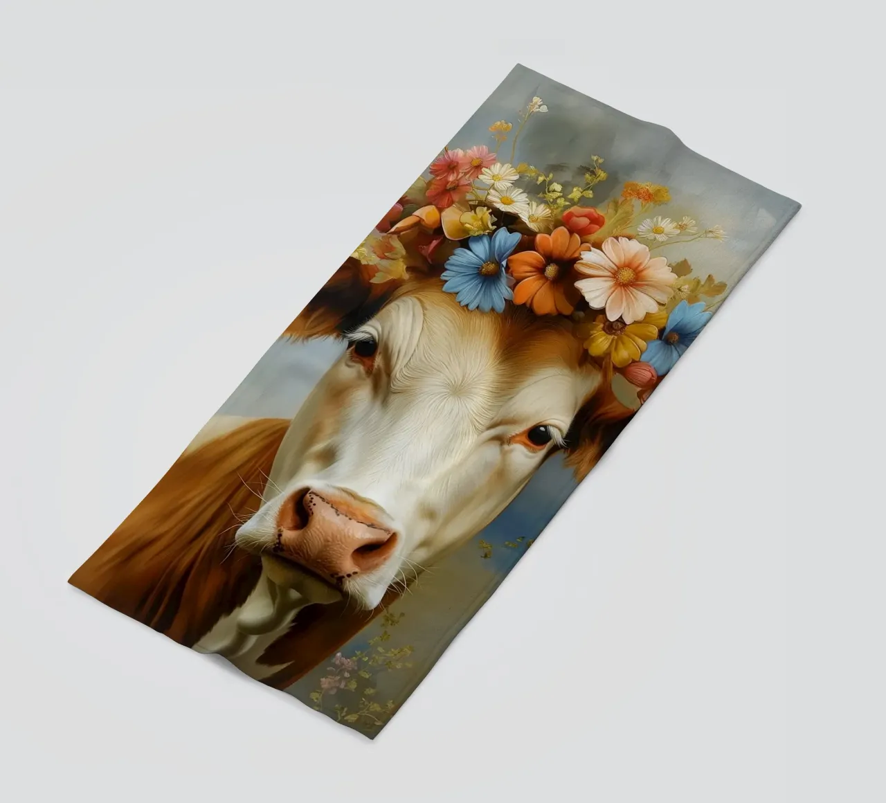 Mucca con fiori telo mare da Imagine