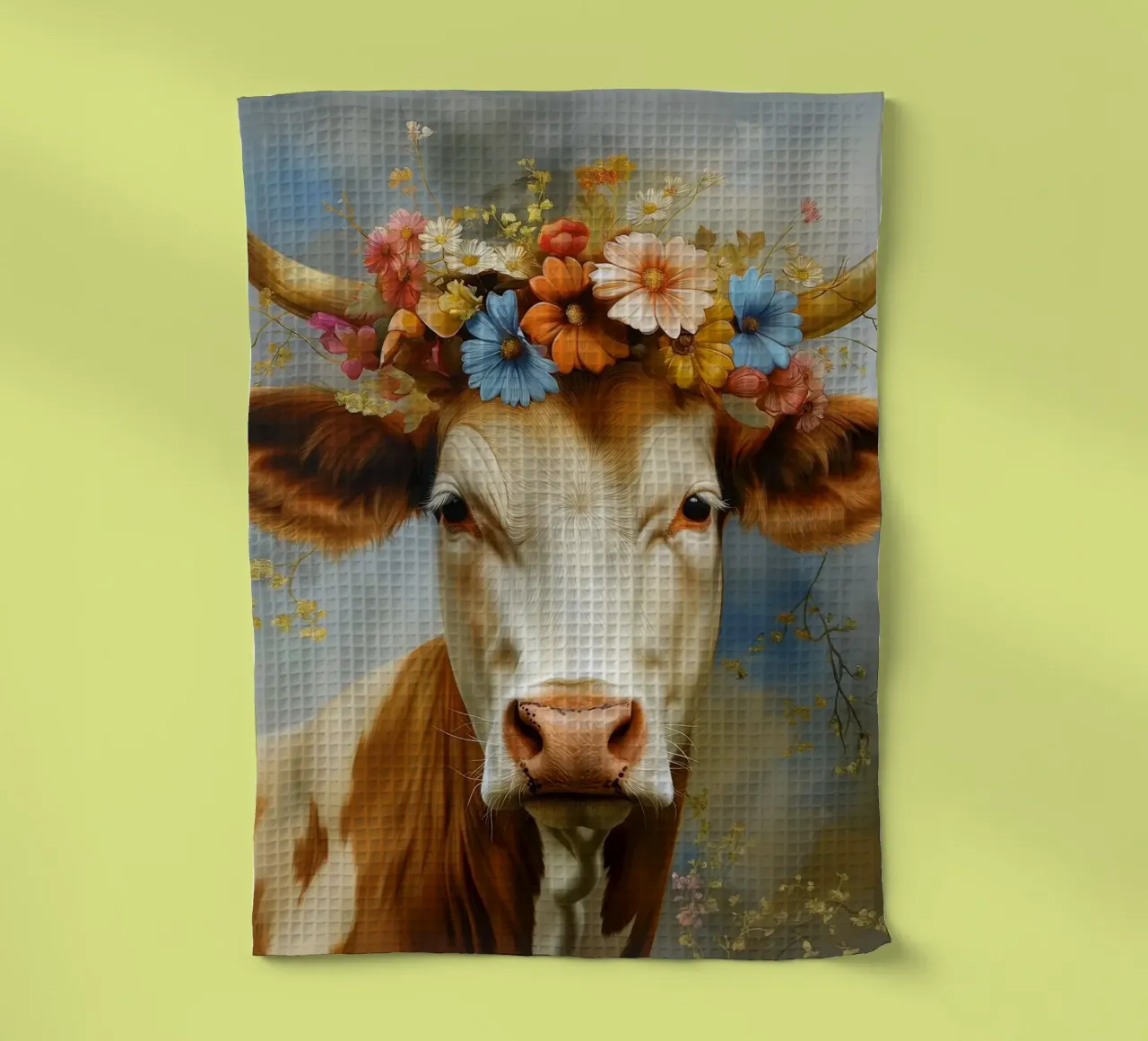 Mucca con fiori canovaccio da cucina da Imagine