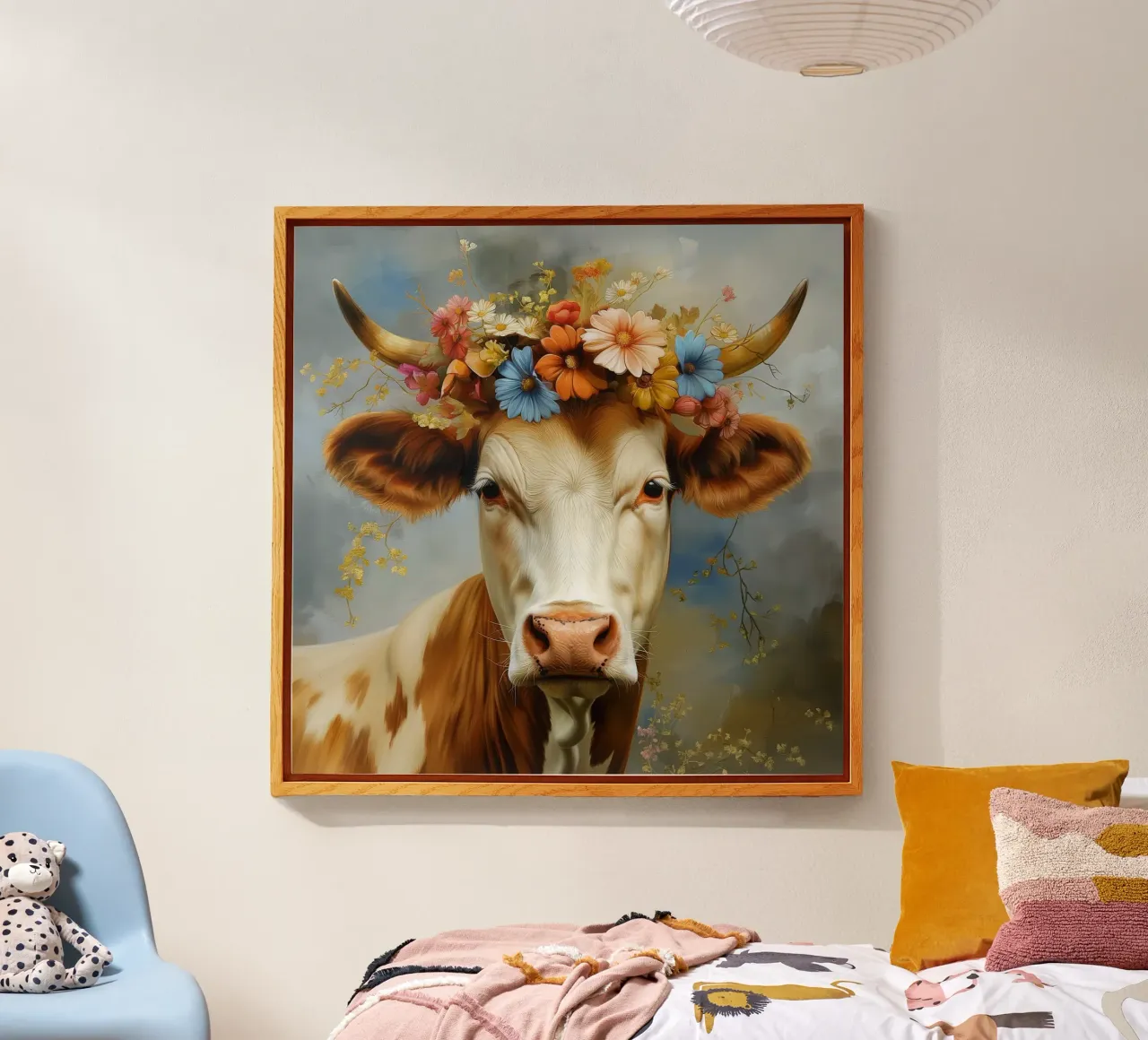 Mucca con fiori plexiglass da Imagine