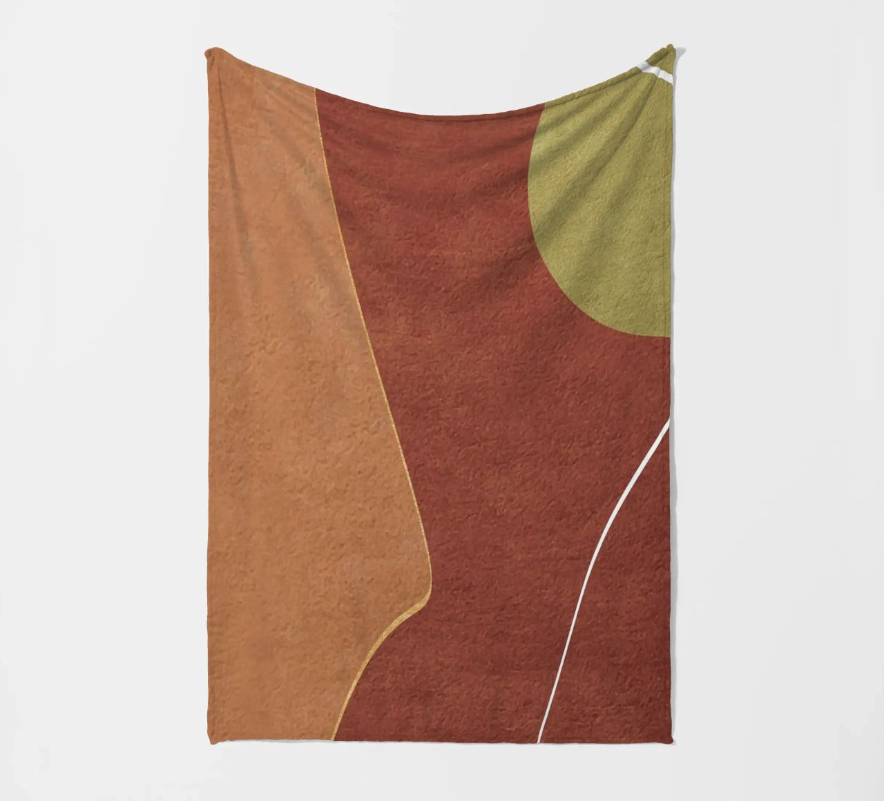 abstract boho terracotta green circle 2 coperta in pile da vintageshop
