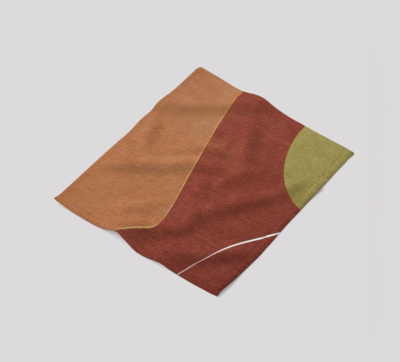 abstract boho terracotta green circle 2 coperta in pile da vintageshop