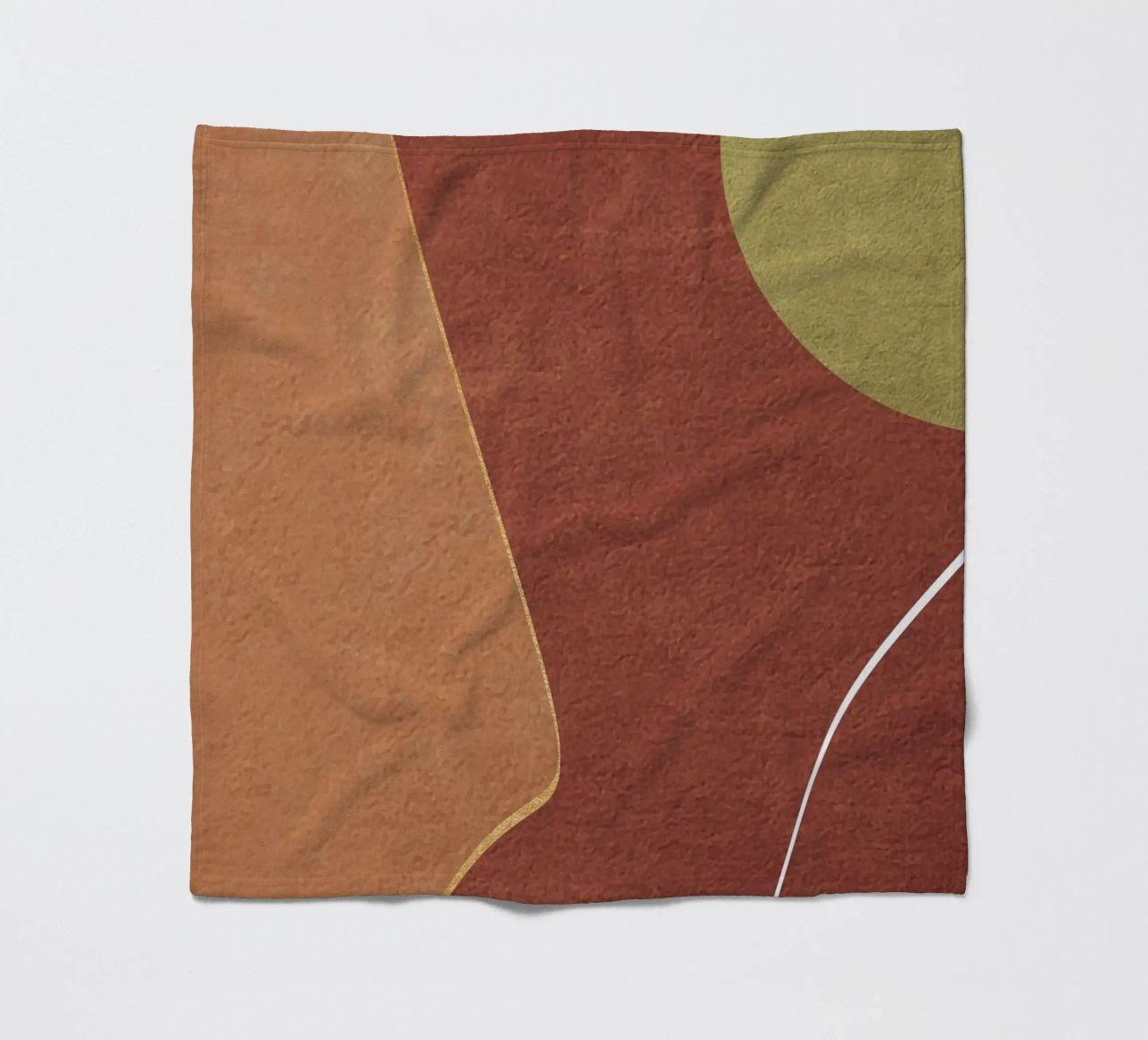 abstract boho terracotta green circle 2 coperta in pile da vintageshop