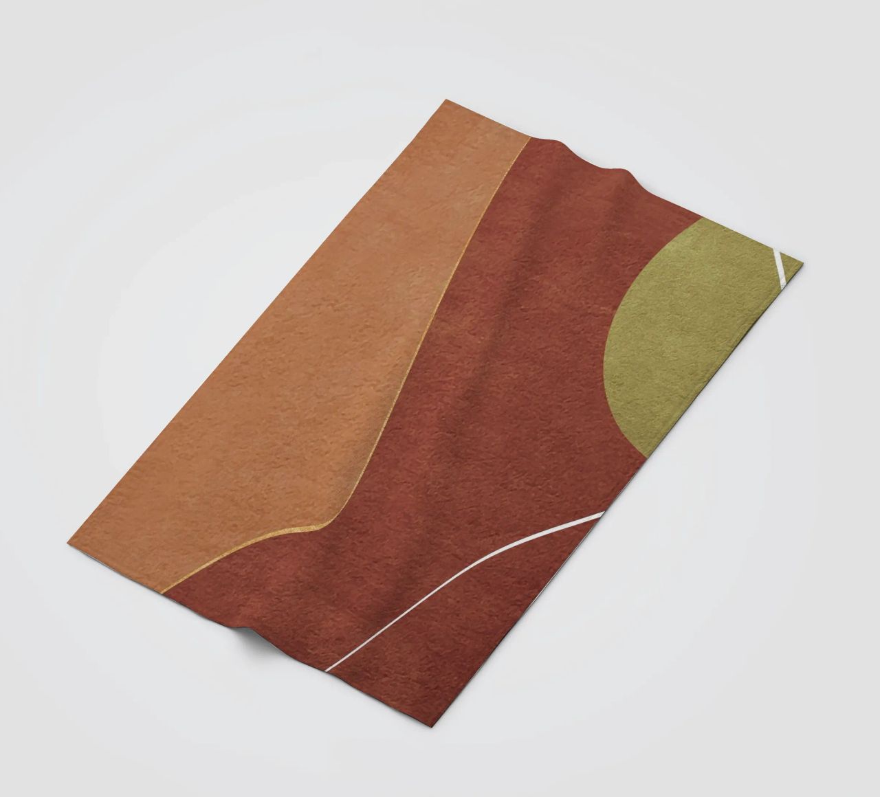 abstract boho terracotta green circle 2 coperta in pile da vintageshop