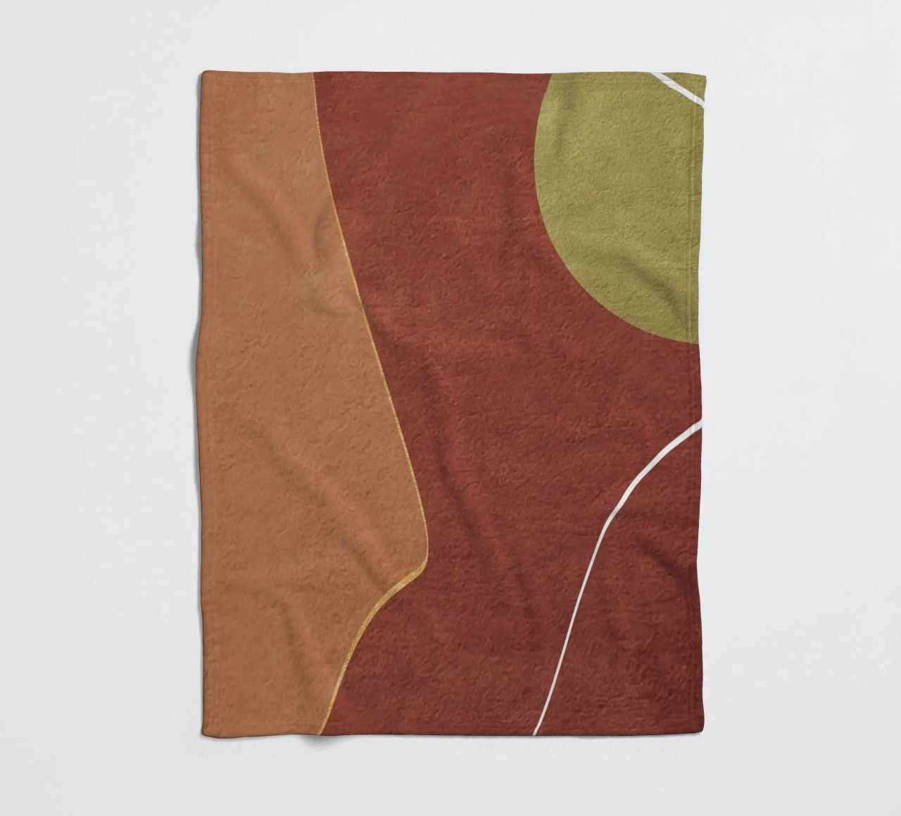 abstract boho terracotta green circle 2 coperta in pile da vintageshop