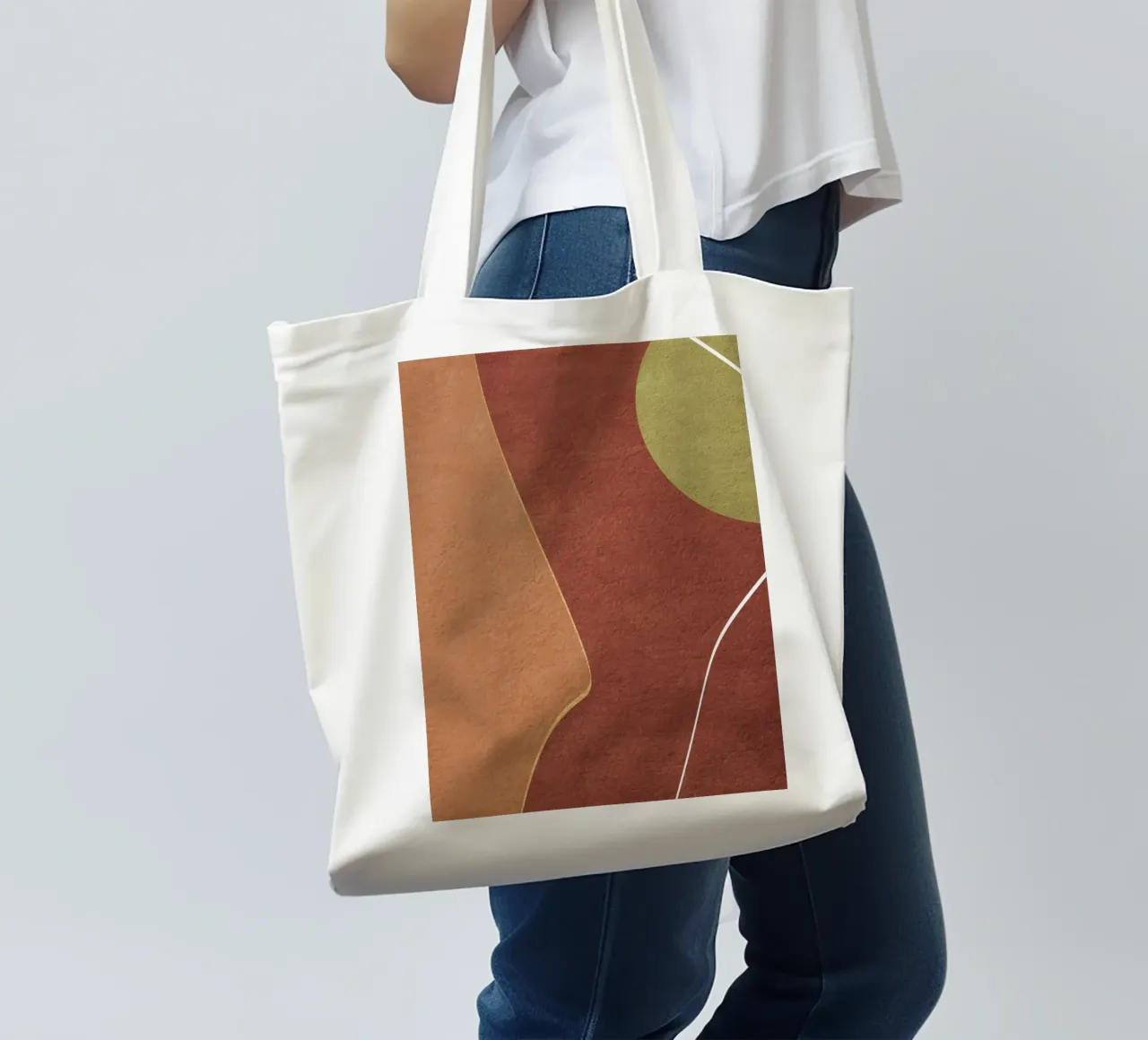 abstract boho terracotta green circle 2 tote bag by vintageshop