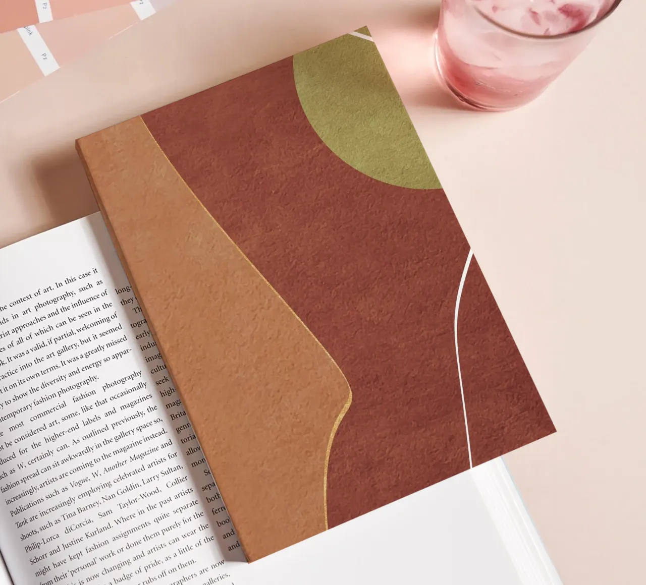 abstract boho terracotta green circle 2 notebook by vintageshop