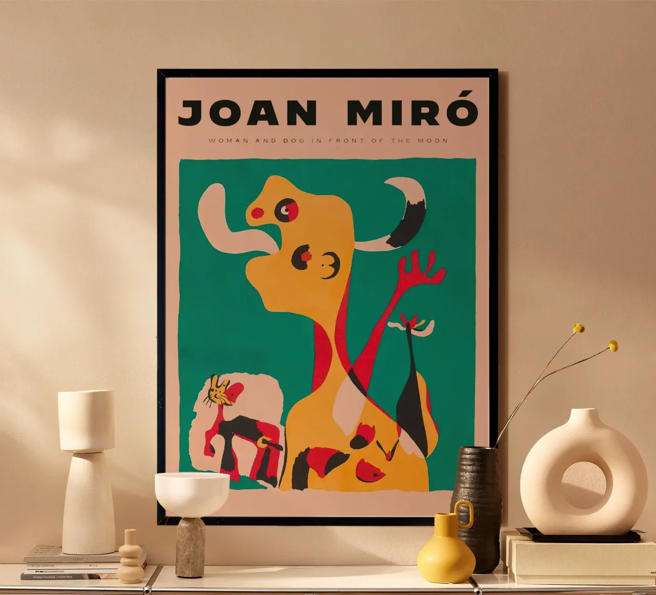femme et chien devant la lune poster avec cadre en aluminium de Danielshop