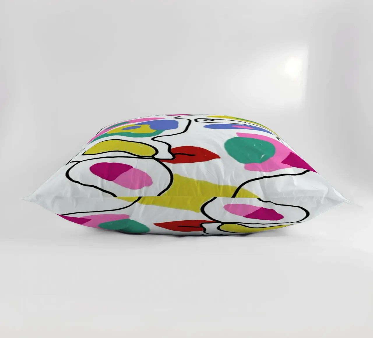 Line Drawing Colour Pop Faces cuscino da Vasare Nar