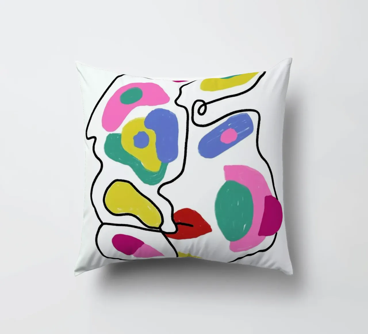 Line Drawing Colour Pop Faces cuscino da Vasare Nar