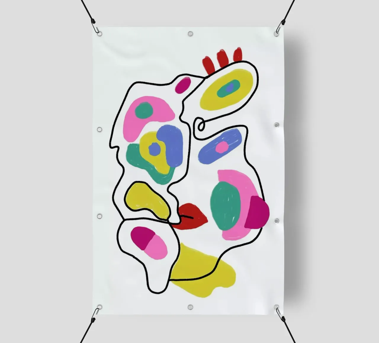 Line Drawing Colour Pop Faces telo in pvc da Vasare Nar