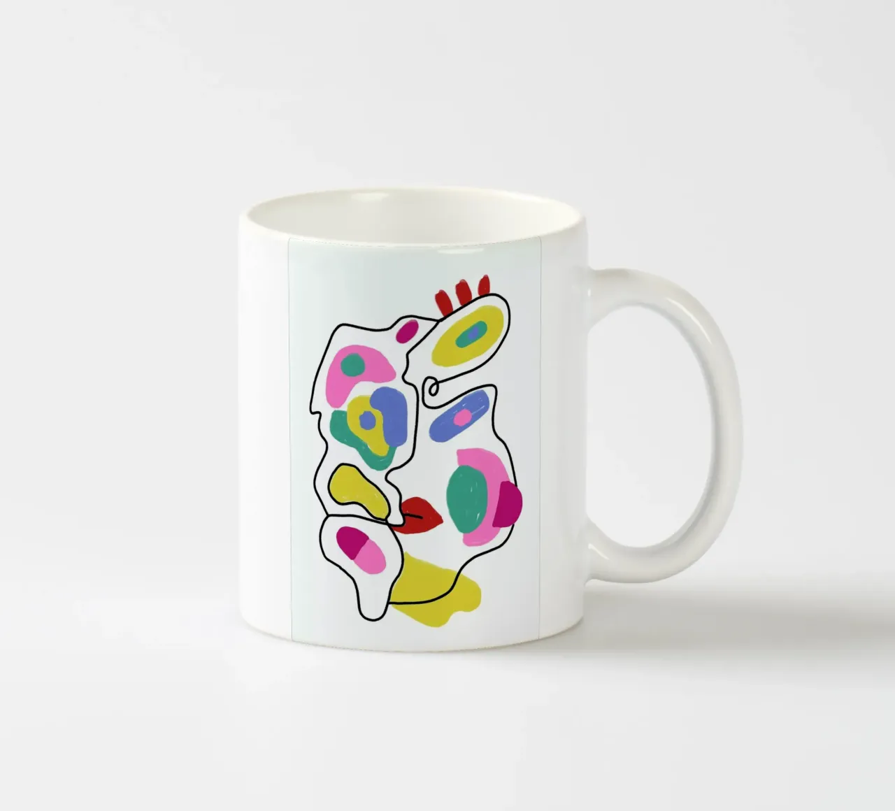 Line Drawing Colour Pop Faces tazza in ceramica da Vasare Nar