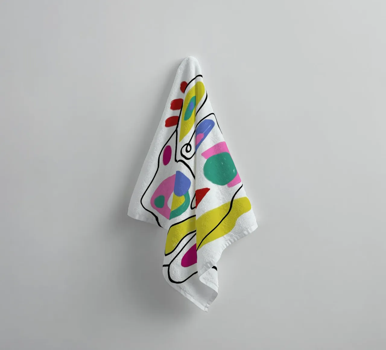 Line Drawing Colour Pop Faces asciugamano da bagno da Vasare Nar