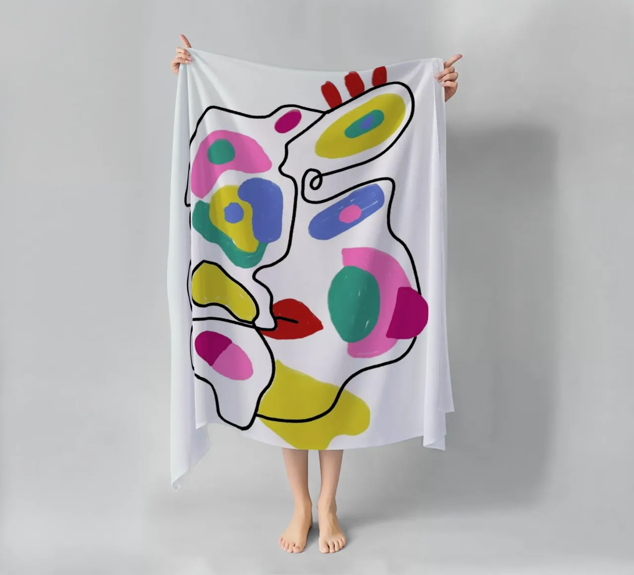 Line Drawing Colour Pop Faces telo mare da Vasare Nar