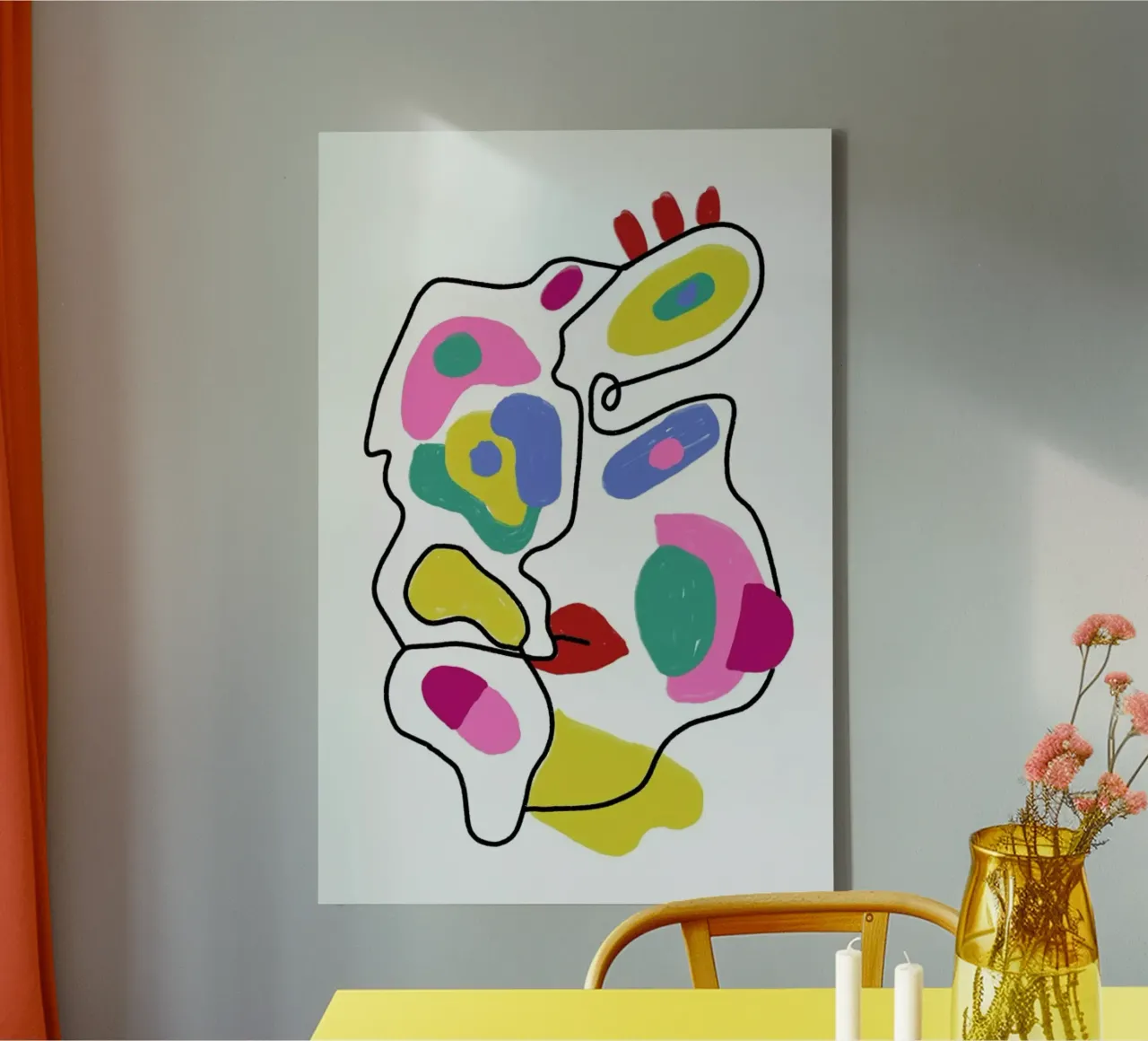 Line Drawing Colour Pop Faces tela da Vasare Nar