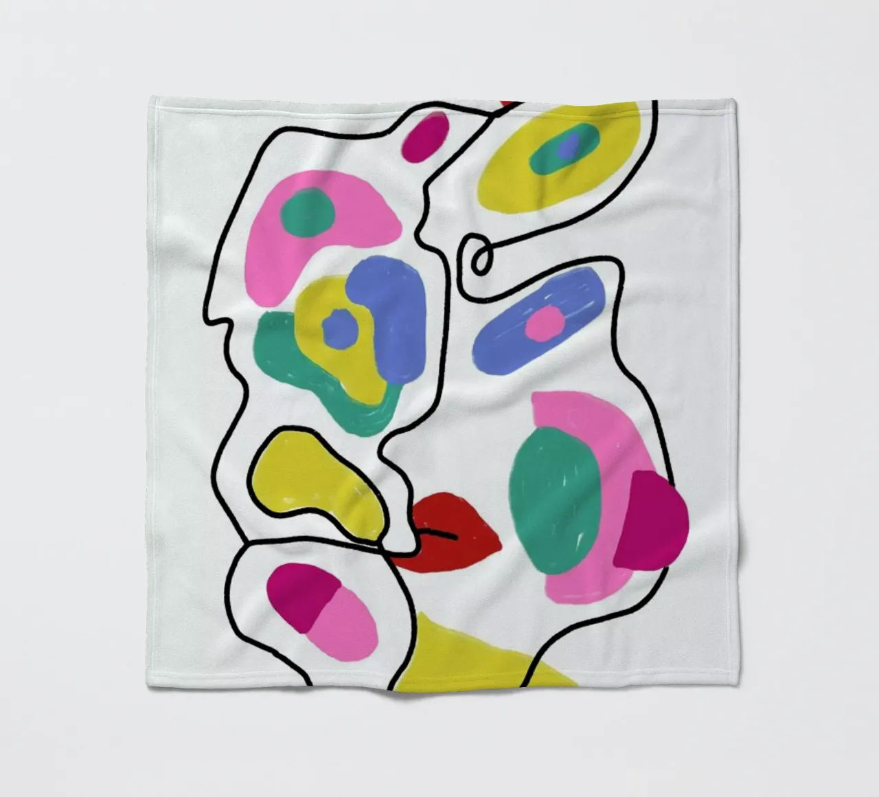 Line Drawing Colour Pop Faces coperta in pile da Vasare Nar