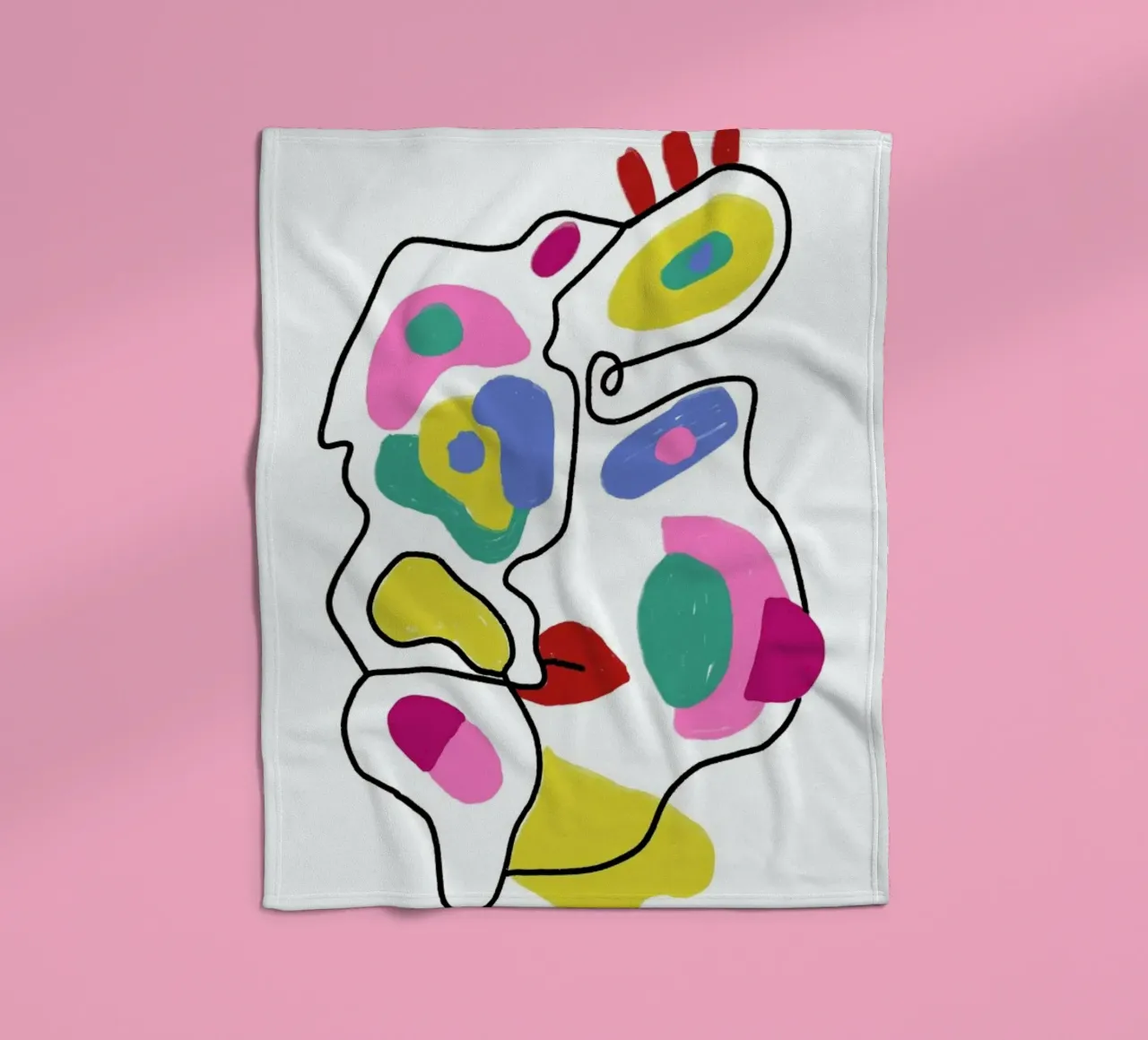 Line Drawing Colour Pop Faces coperta in pile da Vasare Nar