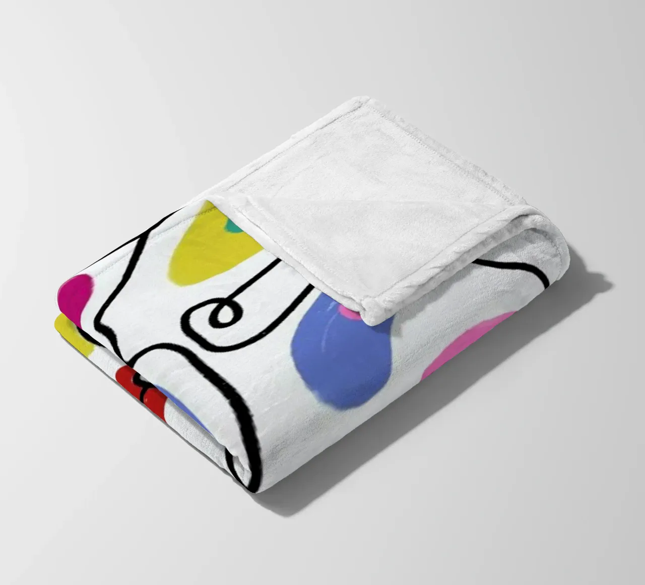 Line Drawing Colour Pop Faces coperta in pile da Vasare Nar