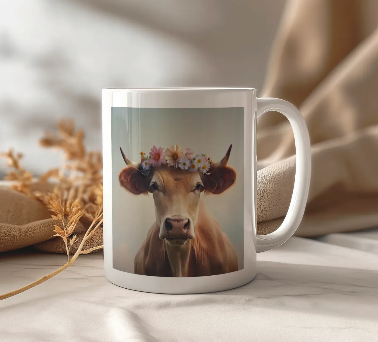 Mucca con fiori tazza in ceramica da Imagine