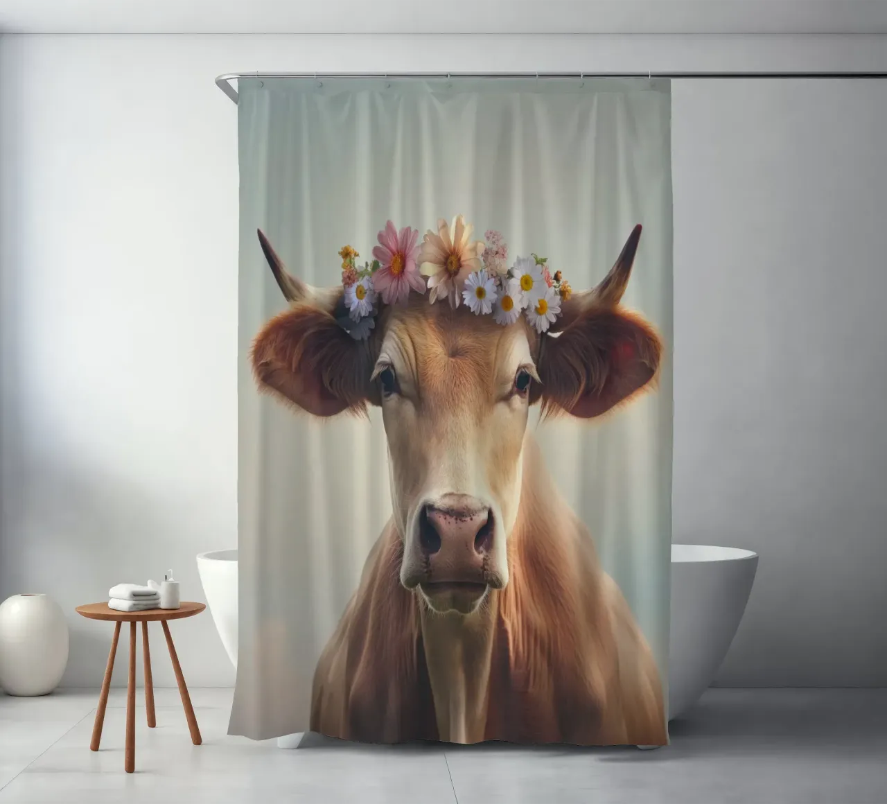 Mucca con fiori tenda da doccia da Imagine