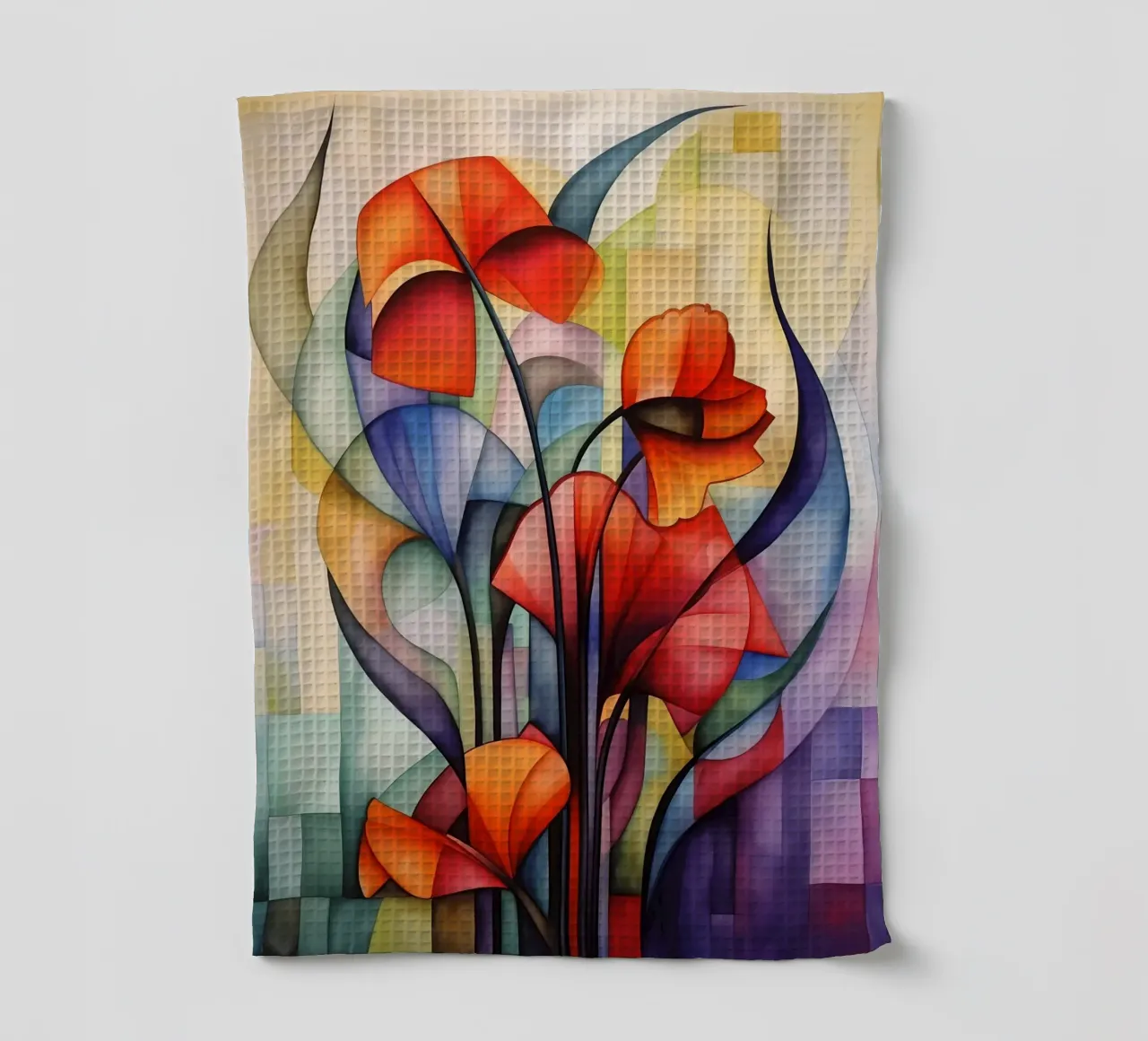 Abstract flower tea towel by Imagine