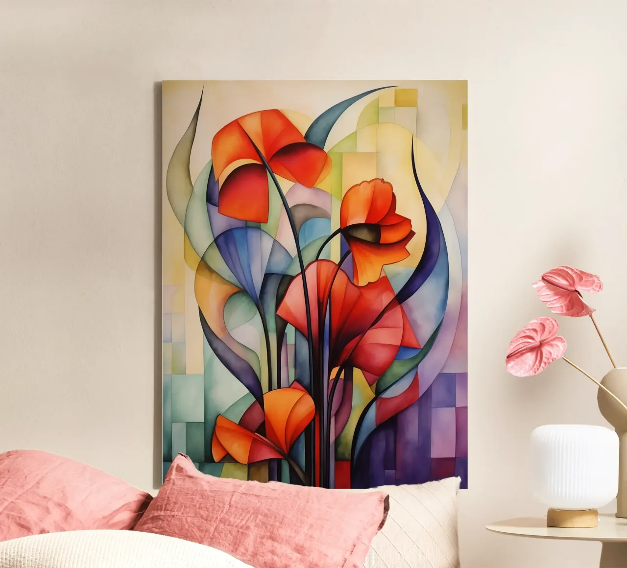 Abstracte bloem canvas met Baklijst van Imagine