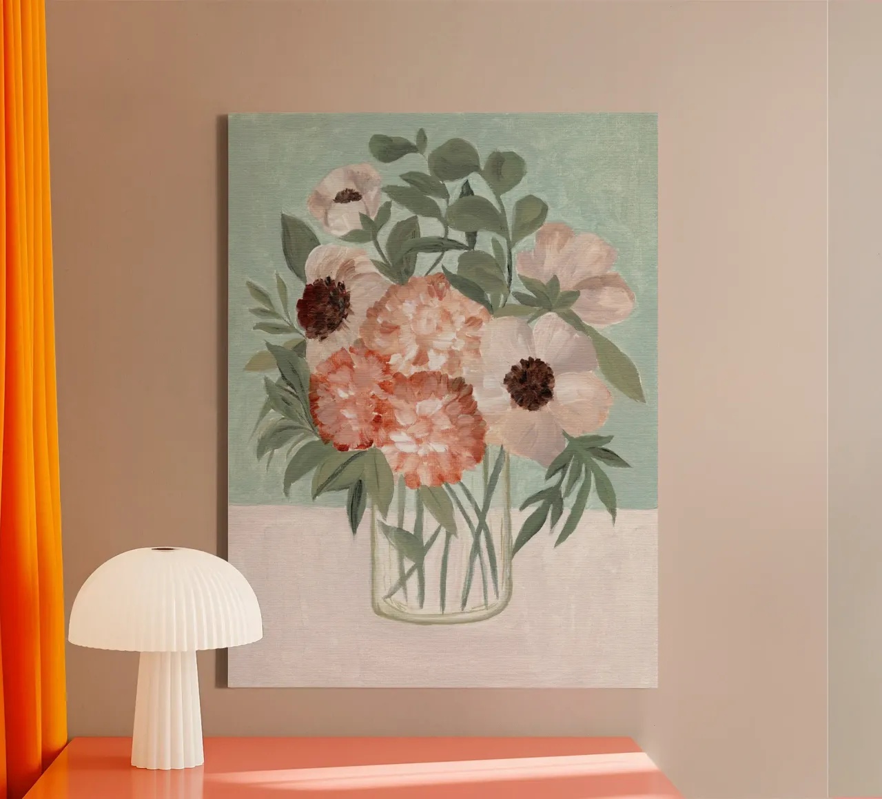 bloemenvaas canvas met Baklijst van Nikitajariwala