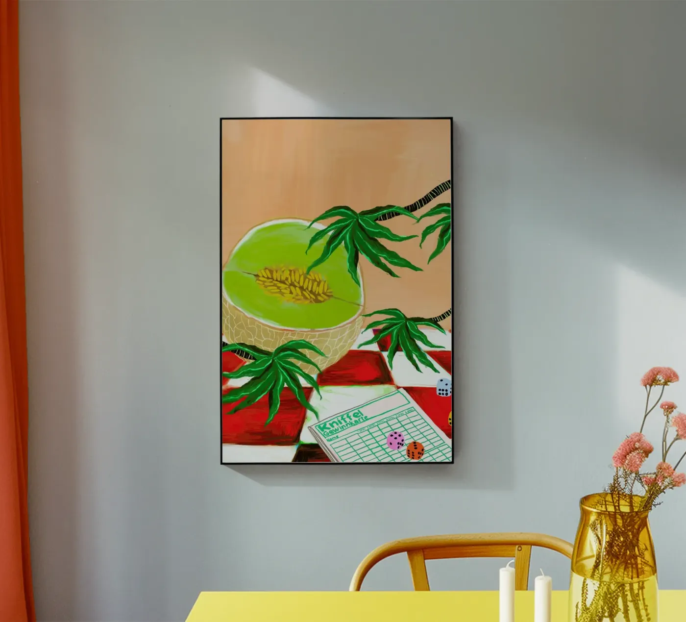 Kniffel Acryl-Glas von Eva Wünsch