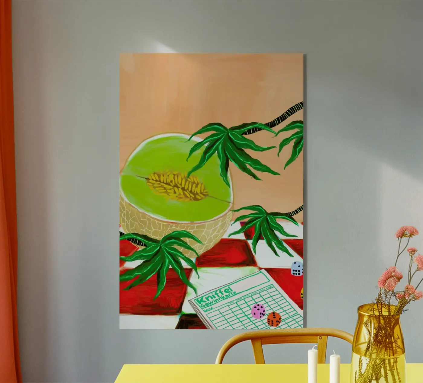 Kniffel Acryl-Glas von Eva Wünsch