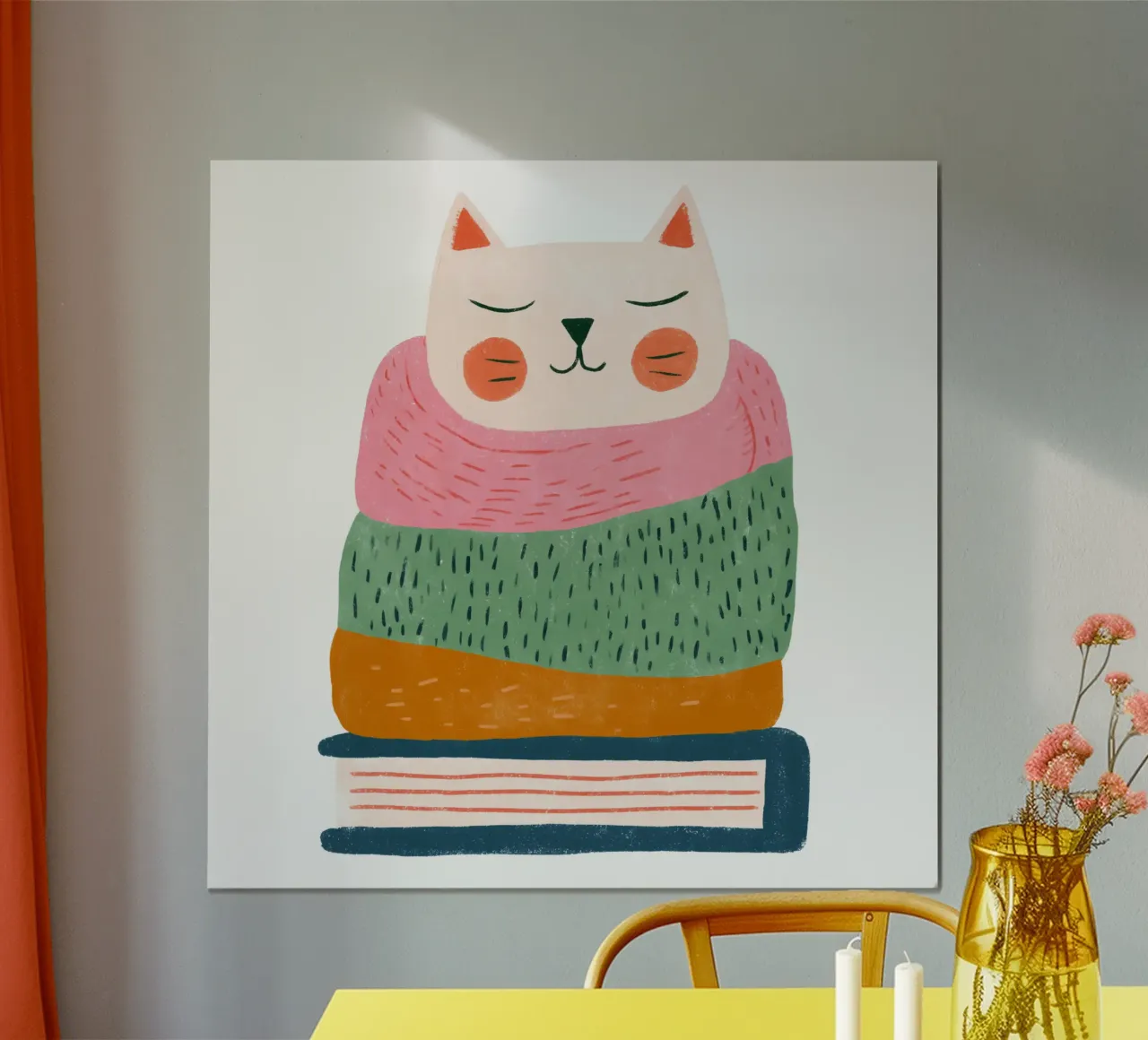 Sleepy Cat poster con telaio in plastica da HookASmile