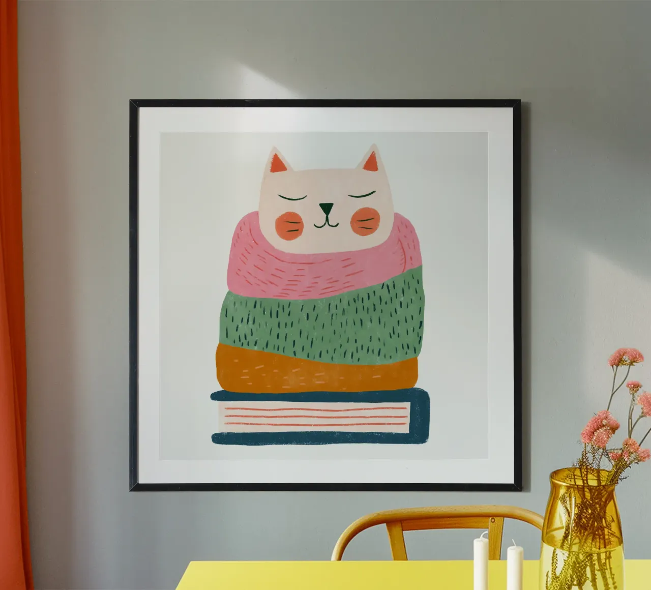 Sleepy Cat poster con telaio in plastica da HookASmile