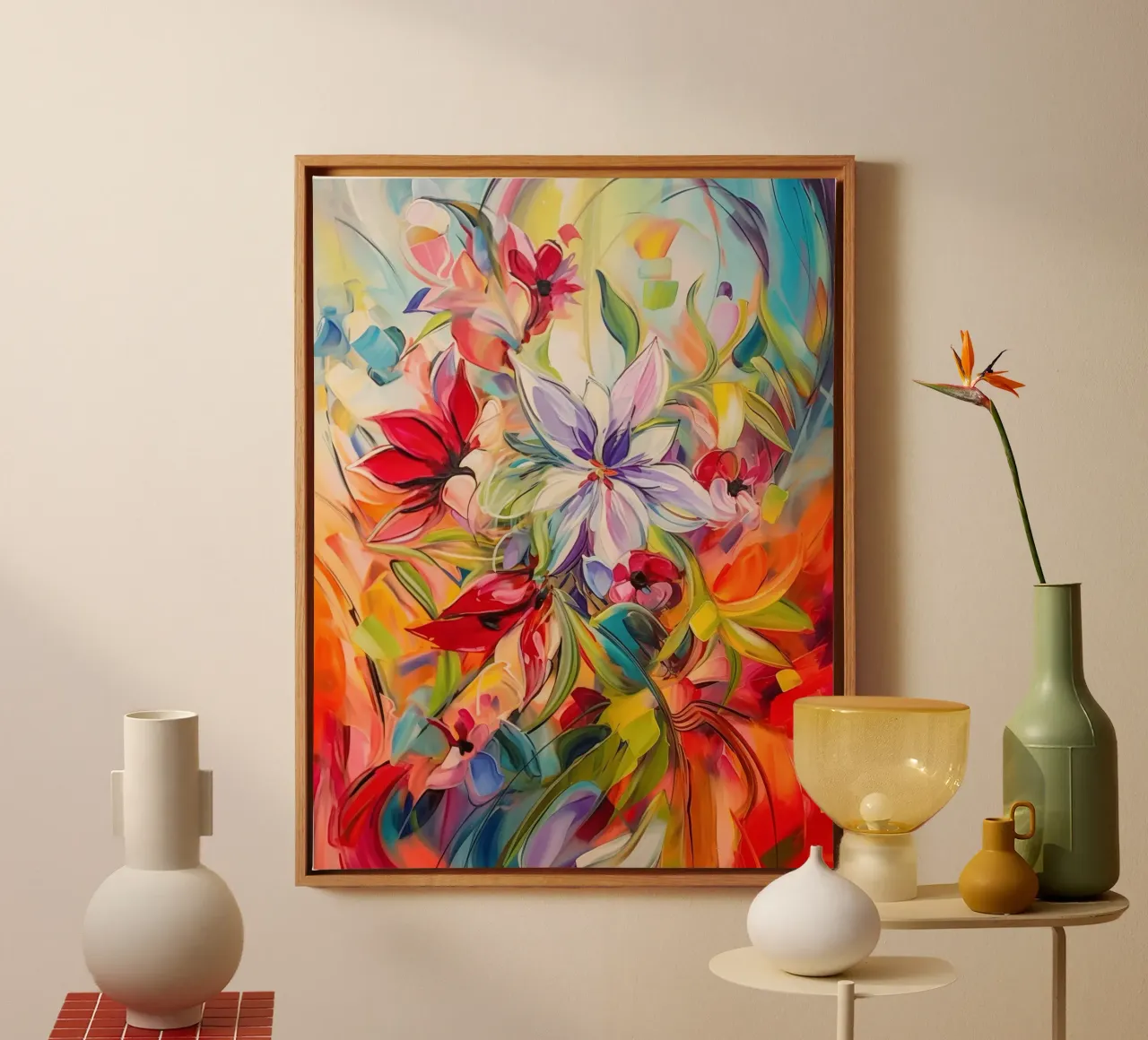 Fiori dai colori selvaggi tela con Cornice a cassetta da Imagine