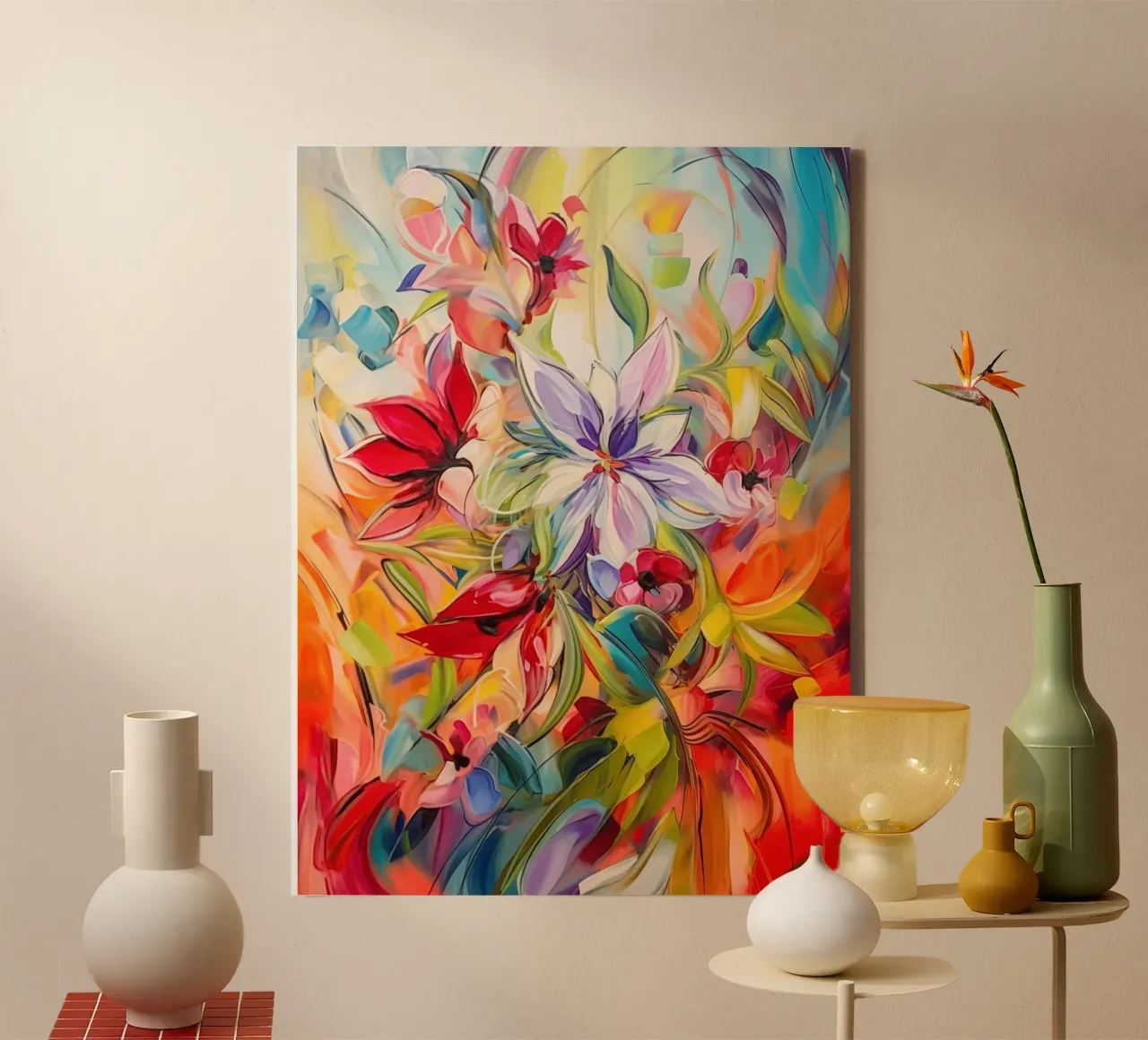 Fiori dai colori selvaggi tela con Cornice a cassetta da Imagine