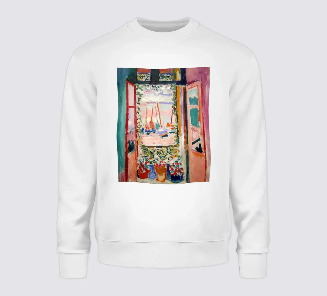 depicting the view from an open window sweatshirt by sazkia art
