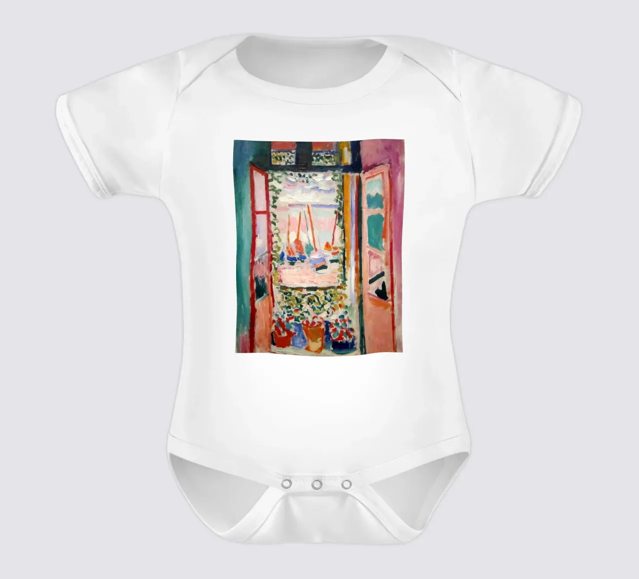 représentant la vue d'une fenêtre ouverte body bébé de sazkia art