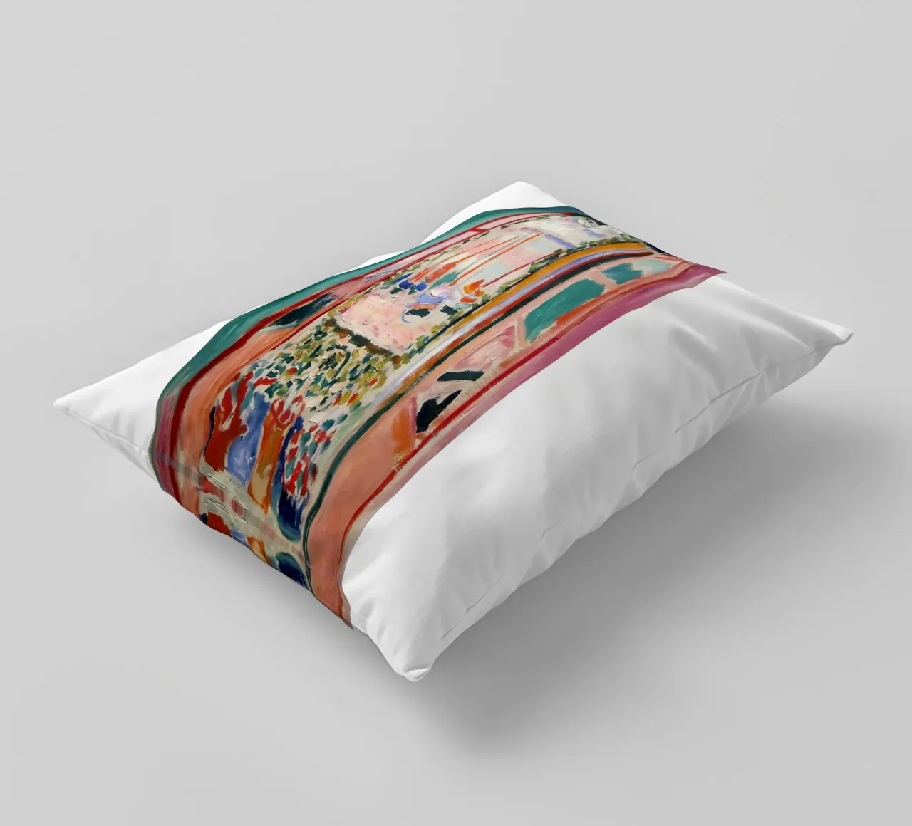 depicting the view from an open window decorative cushion by sazkia art