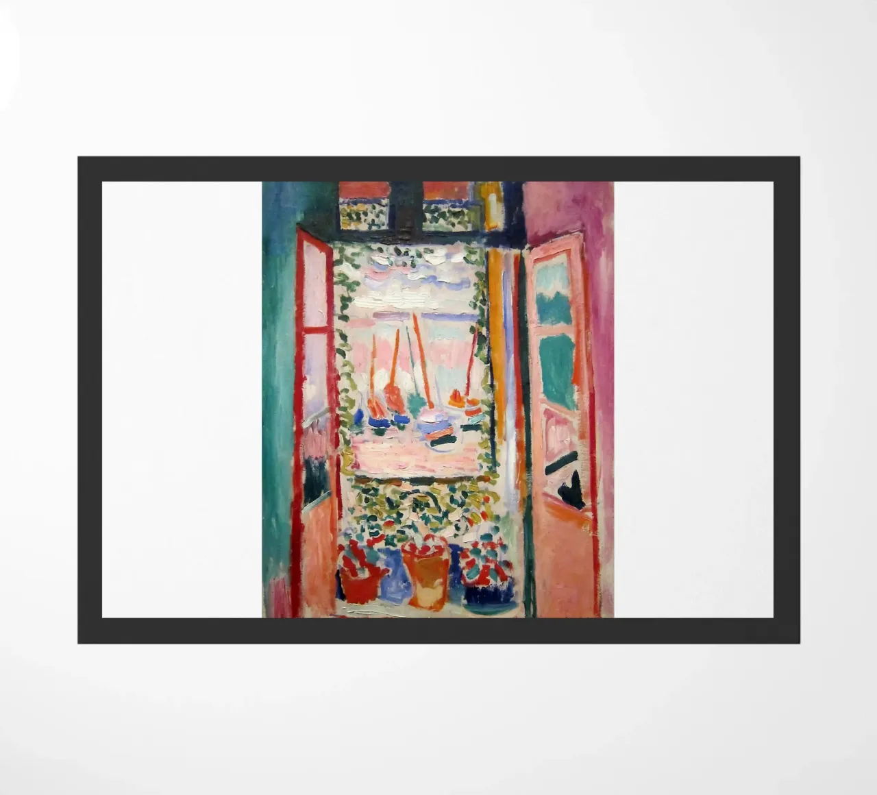 depicting the view from an open window doormat by sazkia art