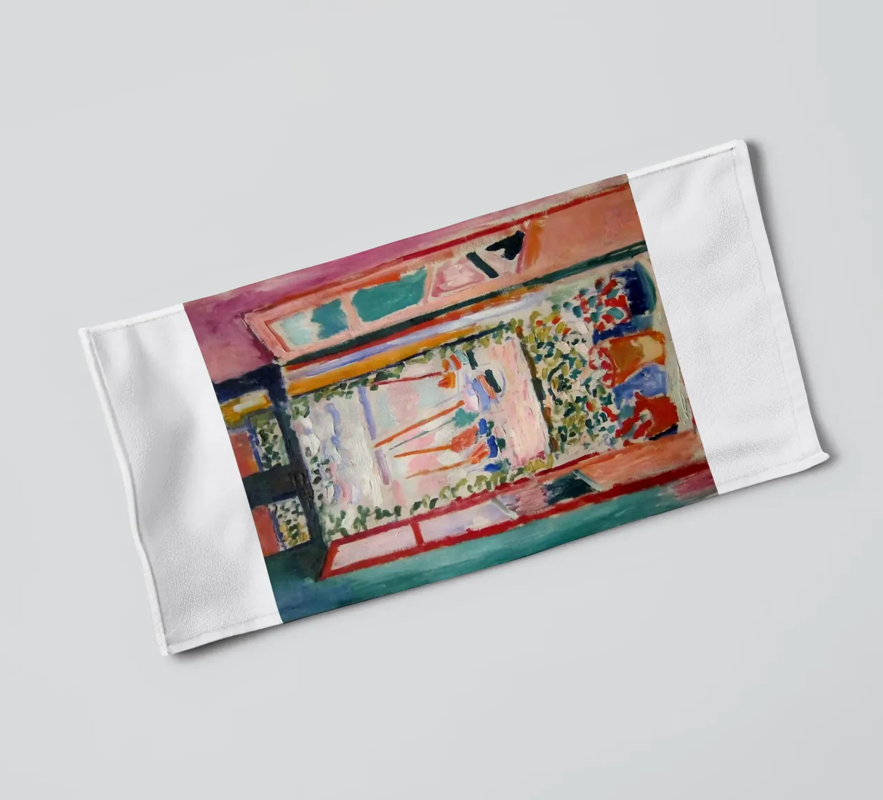 représentant la vue d'une fenêtre ouverte serviette de bain de sazkia art