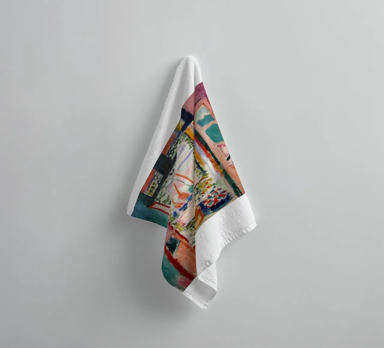 représentant la vue d'une fenêtre ouverte serviette de bain de sazkia art