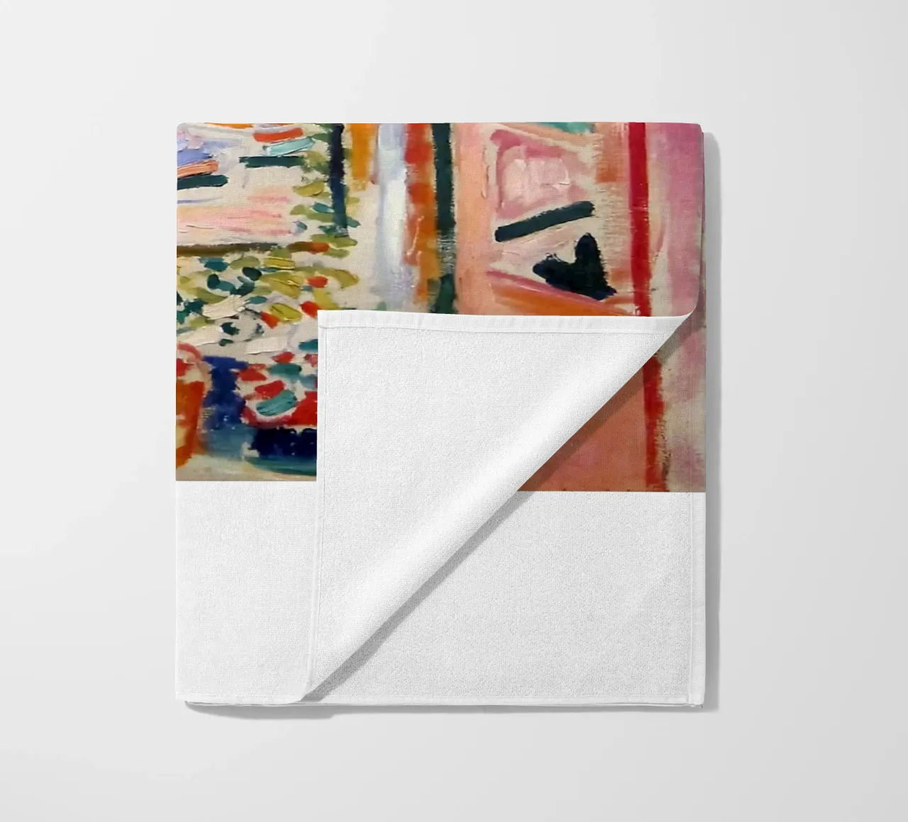 depicting the view from an open window beach towel by sazkia art